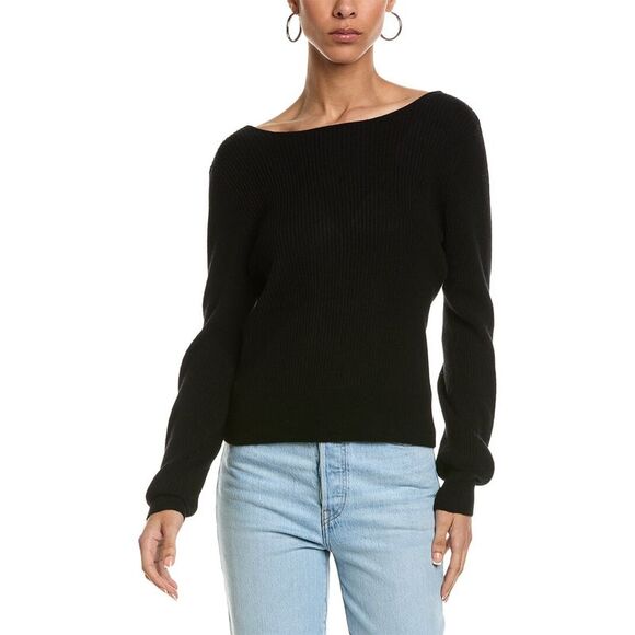 Brodie Cashmere WomensDulce Diamond Wrap Cashmere Sweater, Black